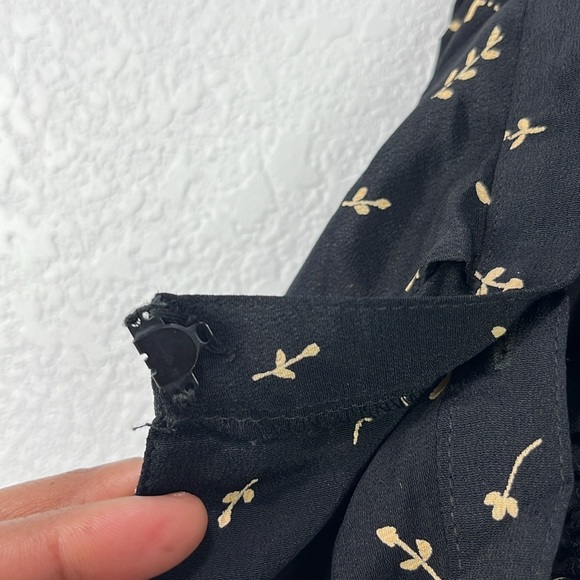 Vintage Carole Little Women’s Black Tan Floral Pants Wide Leg Sz 8 Pockets Boho - Picture 9 of 9